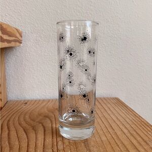 Urban Outfitters Clear Glass Tumbler with Black Eye Pattern
